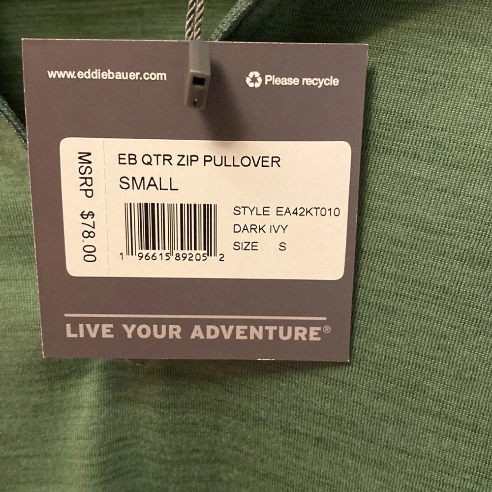 Eddie Bauer “Dark Ivy” green quarter zip UPF 50 top - size S - Picture 9 of 10